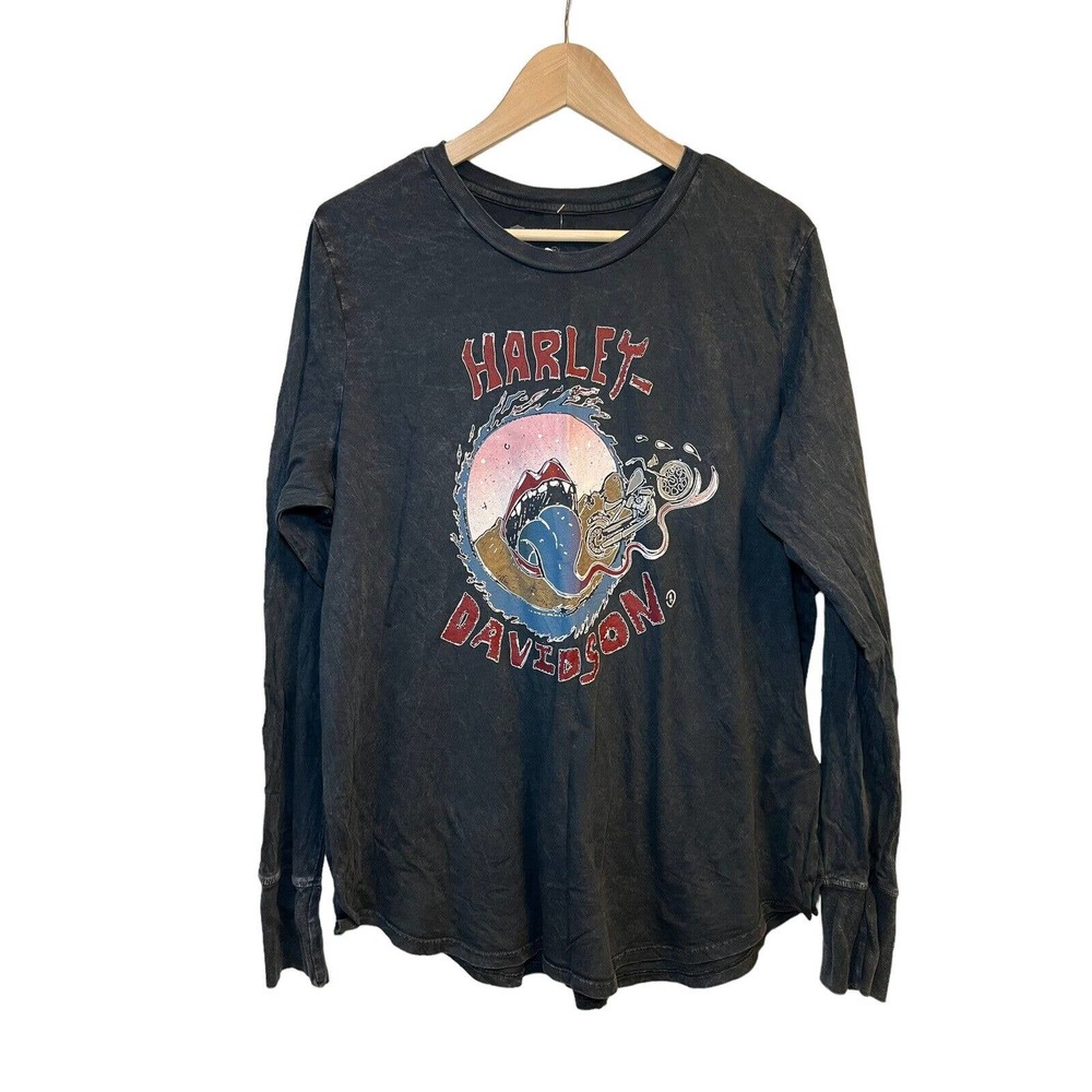 womens Harley Davidson Acid Mouth‎ Tee Long Sleeve shirts Graphic Logo Xxl 2xl